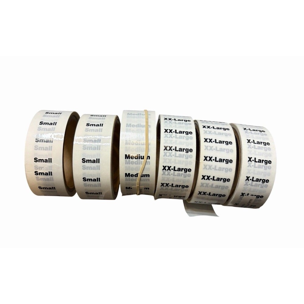 6 Rolls Size Tagging Stickers For Clothing Small Medium Large XL